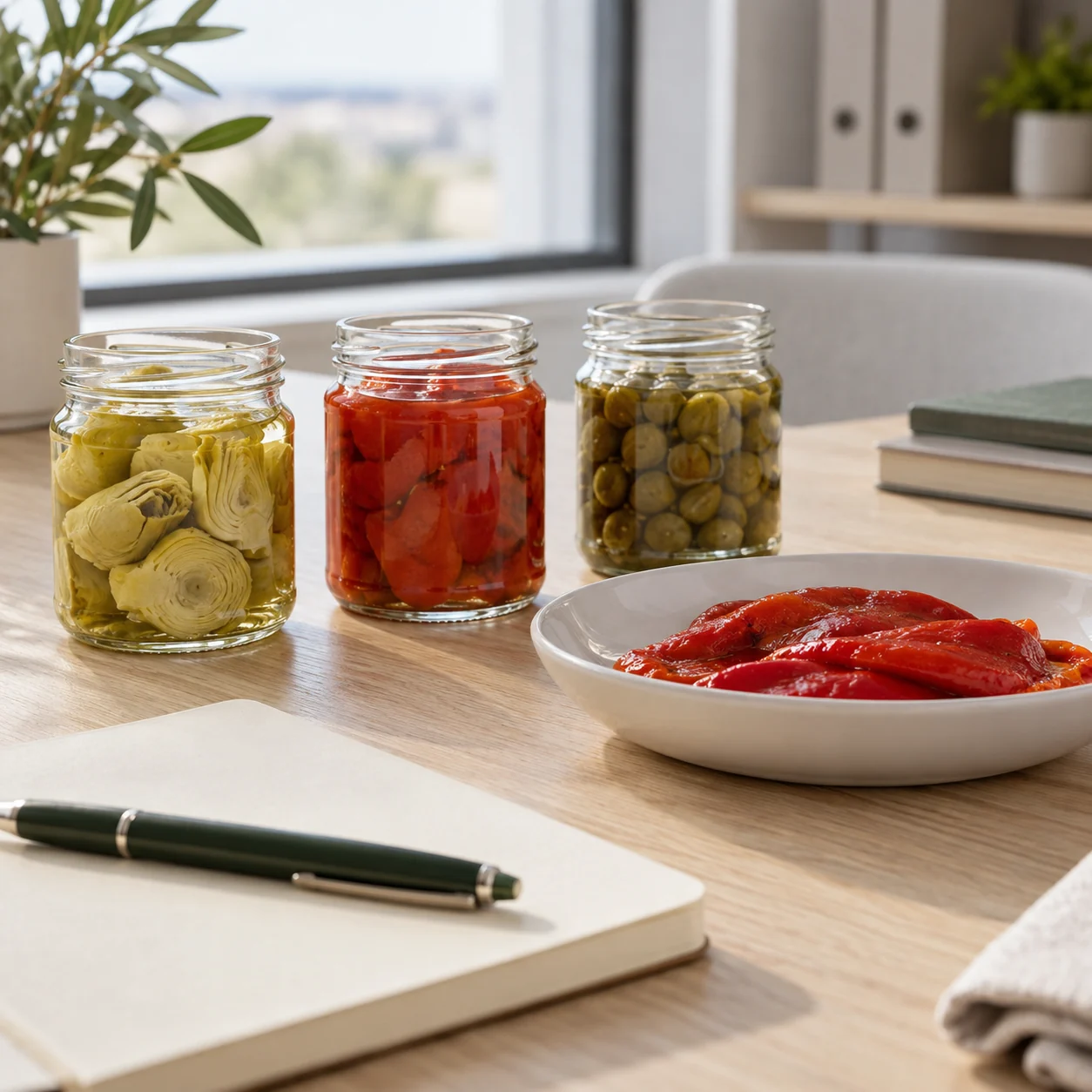 Escena ilustrativa de evaluación comercial de muestras alimentarias