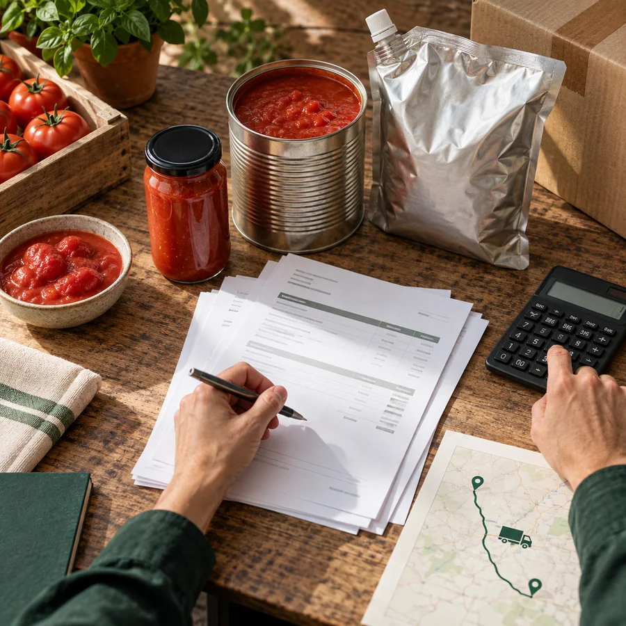 Preparación de una oferta de productos de tomate en varios formatos