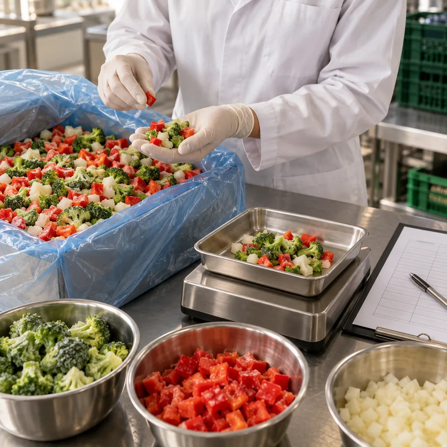 Evaluación técnica de vegetales IQF para una aplicación industrial