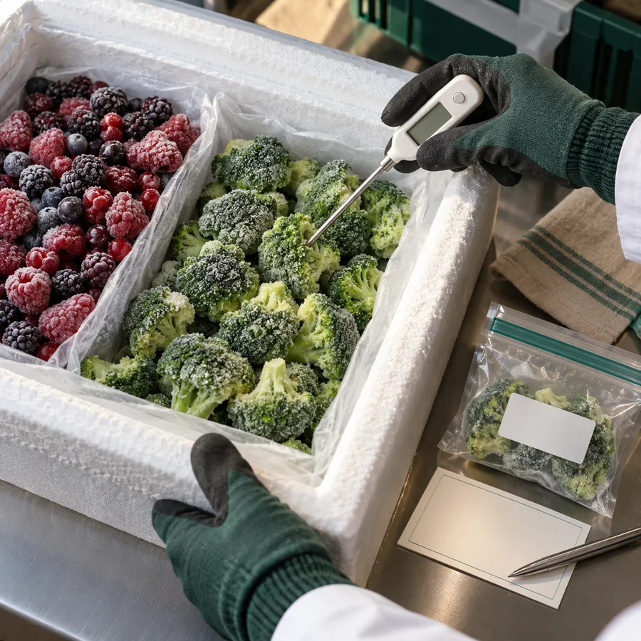 Control de temperatura y conservación de frutas y vegetales IQF